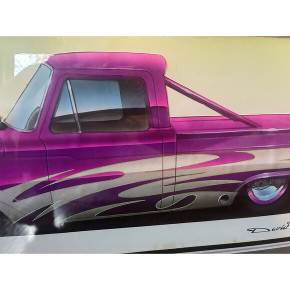 Hot-Rod Concept Art David Teters Framed Automotive Illustration Purple Lowrider - Picture 4 of 8